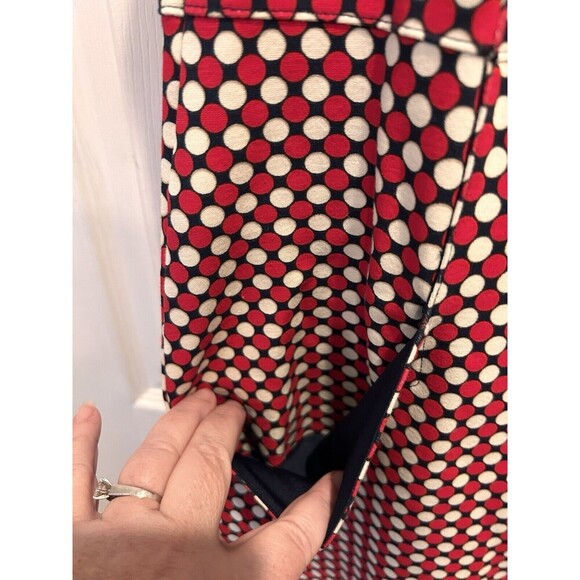 Lands' End Red White Blue Geo Print Sleeveless Scuba Sheath Dress 14 Pockets - Picture 5 of 8
